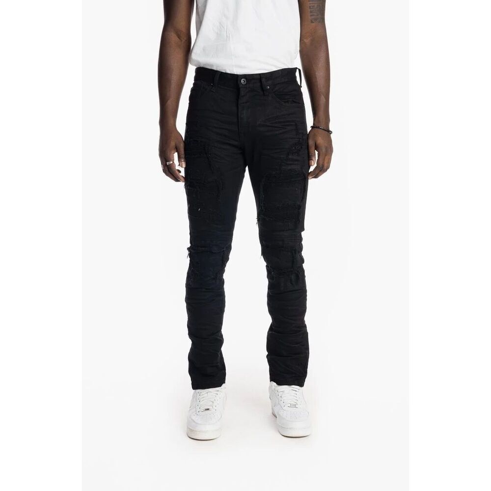 ✨Smoke Rise Engineered Fashion Biker Black Sz 36x32 Jeans✨
